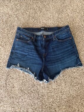 Hudson Jeans Deep Blue Cutoff Denim Shorts with Frayed Hem